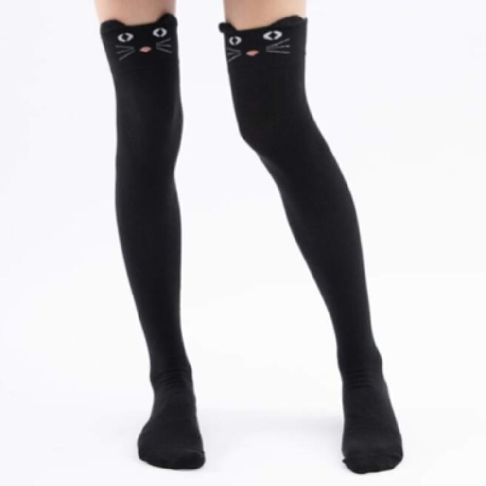 Cat Face Knee High Socks - Picture 2 of 4